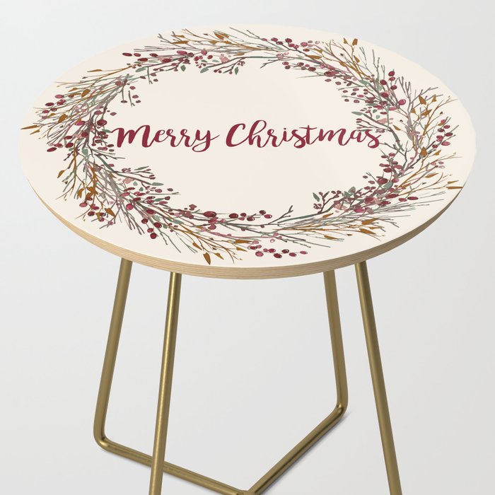 Merry Christmas Wreath Side Table Gallery Image 2
