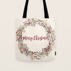 Merry Christmas Wreath Tote Bag Gallery Image 1
