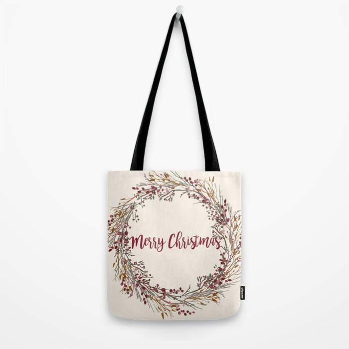 Merry Christmas Wreath Tote Bag Gallery Image 2