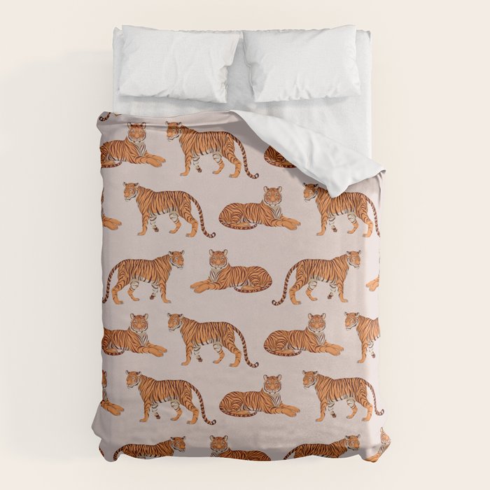 Tigers - Warm Neutral Duvet Cover Gallery Image 1