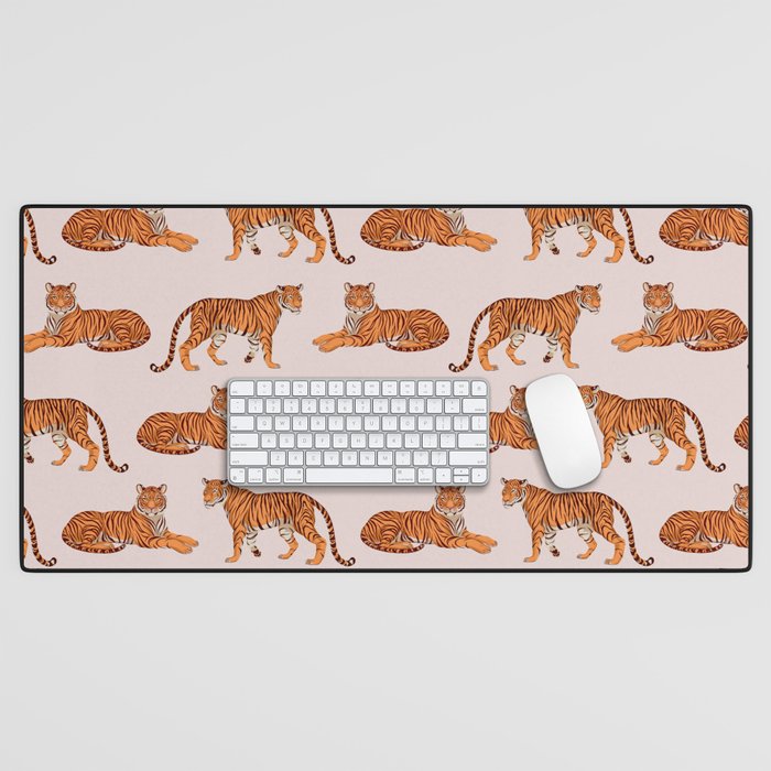 Tigers - Warm Neutral Desk Mat Gallery Image 1