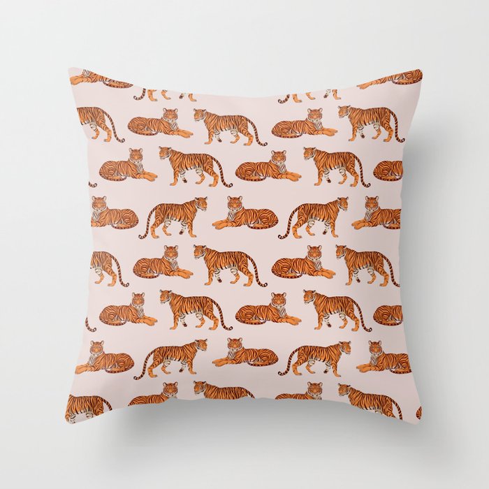 Tigers - Warm Neutral Throw Pillow Gallery Image 1
