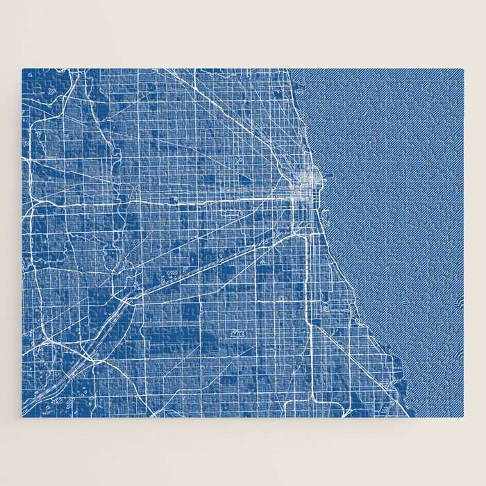 Chicago City Map of the United States - Blueprint Jigsaw Puzzle Gallery Image 1