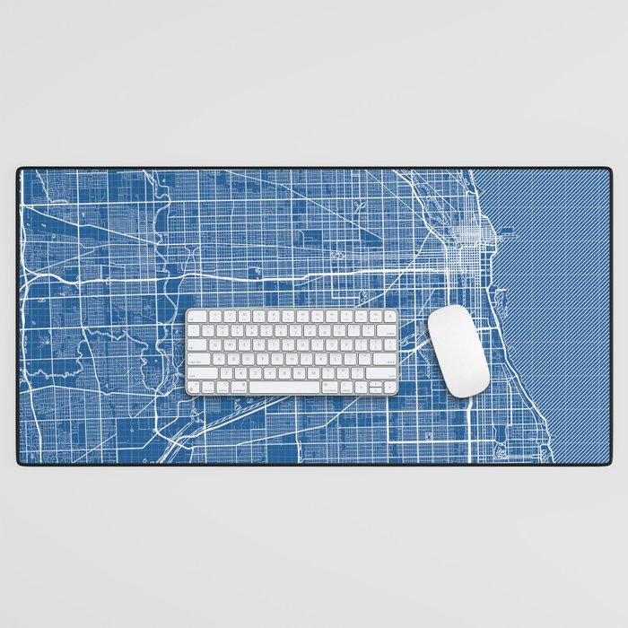 Chicago City Map of the United States - Blueprint Desk Mat Gallery Image 1