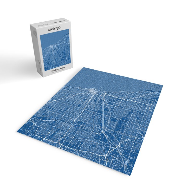 Chicago City Map of the United States - Blueprint Jigsaw Puzzle Gallery Image 2