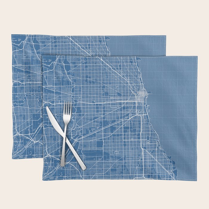 Chicago City Map of the United States - Blueprint Placemat Gallery Image 1