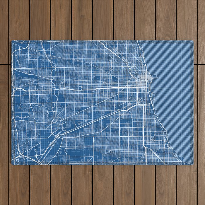 Chicago City Map of the United States - Blueprint Outdoor Rug Gallery Image 1