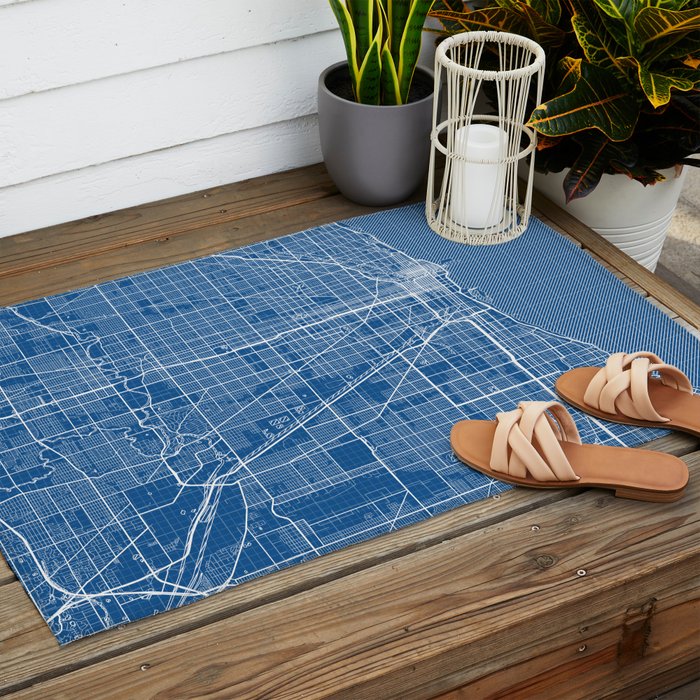 Chicago City Map of the United States - Blueprint Outdoor Rug Gallery Image 2