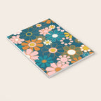 Pretty Groovy Retro Garden Floral Pattern Blue Pink Orange Olive Notebook Gallery Image 3