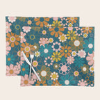 Pretty Groovy Retro Garden Floral Pattern Blue Pink Orange Olive Placemat Gallery Image 1