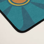 Pretty Groovy Retro Garden Floral Pattern Blue Pink Orange Olive Desk Mat Gallery Image 4