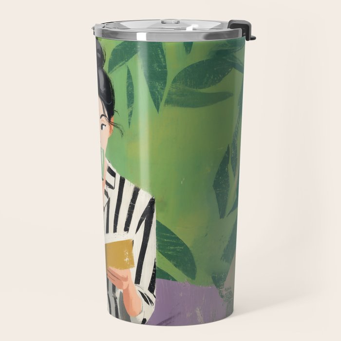 Morning Muse in Stripes Travel Mug Gallery Image 2