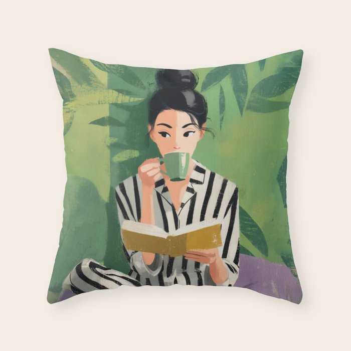 Morning Muse in Stripes Throw Pillow Gallery Image 6
