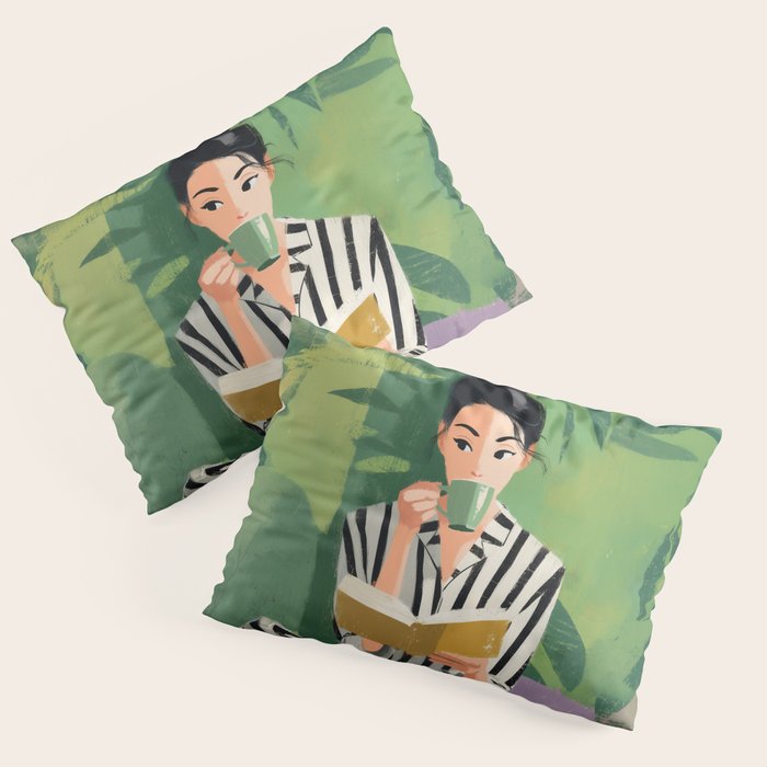 Morning Muse in Stripes Pillow Sham Gallery Image 1
