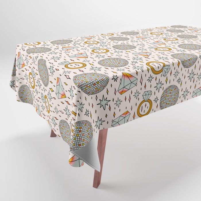 Diamonds and Disco Balls Print Tablecloth Gallery Image 1