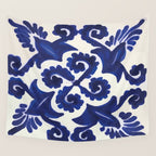 Talavera mexican tile traditional blue ceramic mosaic Wall Tapestry Gallery Image 4