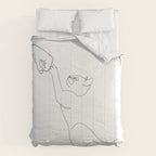 Cat and Owner Fist Bump Line Drawing Comforter Gallery Image 6