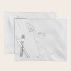 Cat and Owner Fist Bump Line Drawing Placemat Gallery Image 1