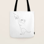Cat and Owner Fist Bump Line Drawing Tote Bag Gallery Image 1