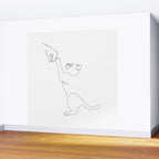 Cat and Owner Fist Bump Line Drawing Wall Mural Gallery Image 2