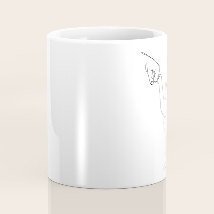 Cat and Owner Fist Bump Line Drawing Coffee Mug Gallery Image 4