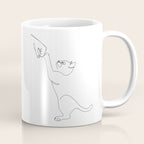 Cat and Owner Fist Bump Line Drawing Coffee Mug Gallery Image 1