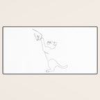 Cat and Owner Fist Bump Line Drawing Desk Mat Gallery Image 3