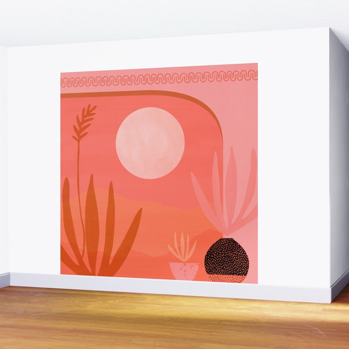 Pink Desert Whimsical Landscape Wall Mural Gallery Image 2