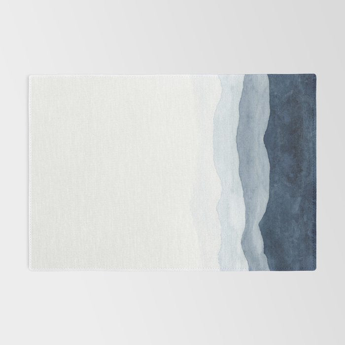 Indigo Abstract Watercolor Mountains Rug Gallery Image 2