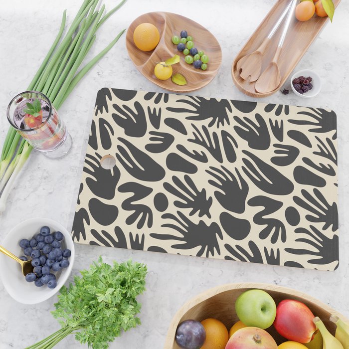 Abstract black and white organic shape pattern Cutting Board Gallery Image 2