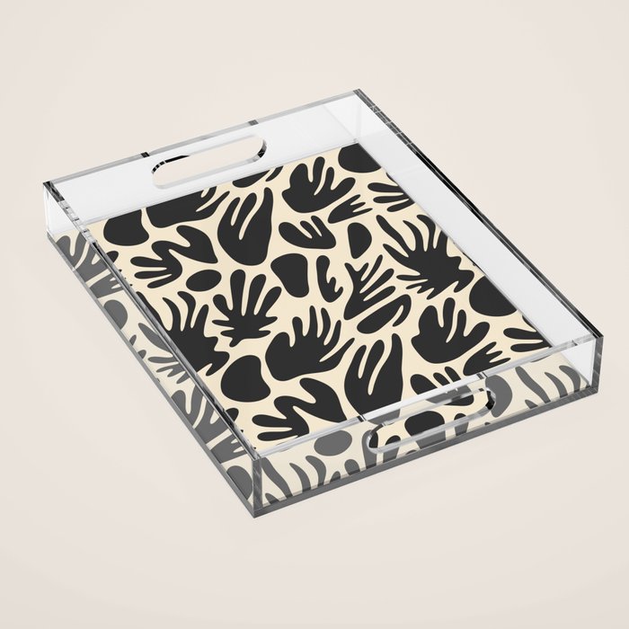 Abstract black and white organic shape pattern Acrylic Tray Gallery Image 1