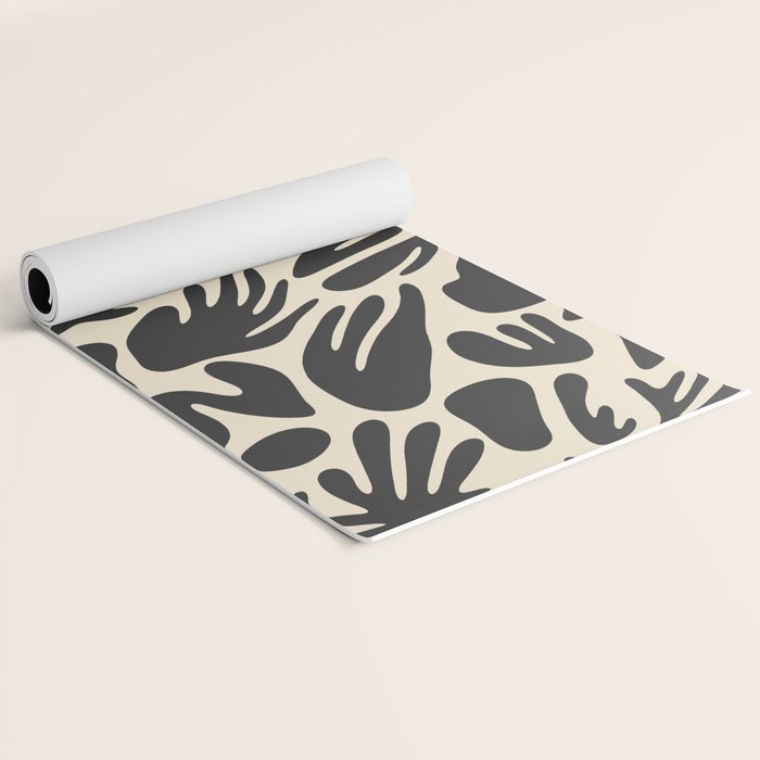 Abstract black and white organic shape pattern Yoga Mat Gallery Image 2