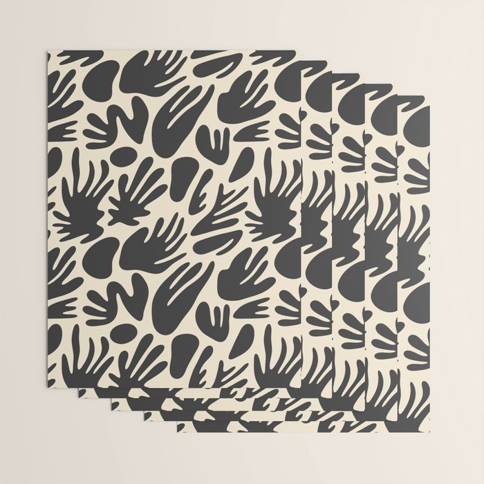 Abstract black and white organic shape pattern Wrapping Paper Gallery Image 3