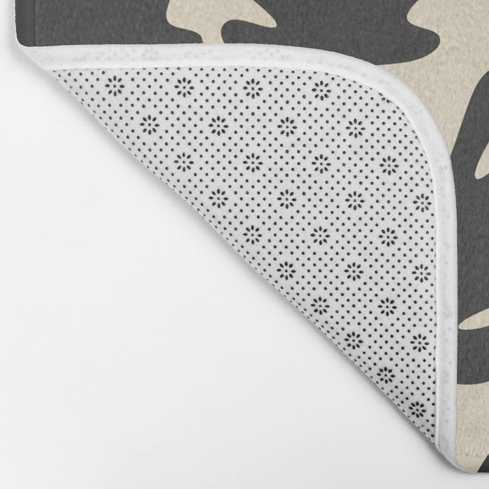 Abstract black and white organic shape pattern Bath Mat Gallery Image 2