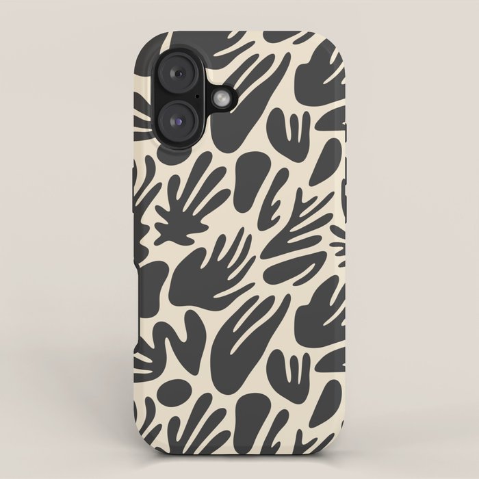 Abstract black and white organic shape pattern iPhone Case Gallery Image 1