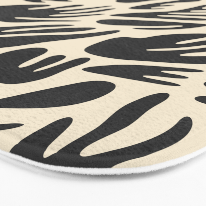 Abstract black and white organic shape pattern Bath Mat Gallery Image 3