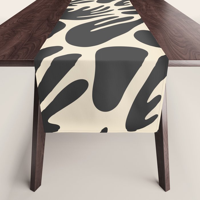 Abstract black and white organic shape pattern Table Runner Gallery Image 1