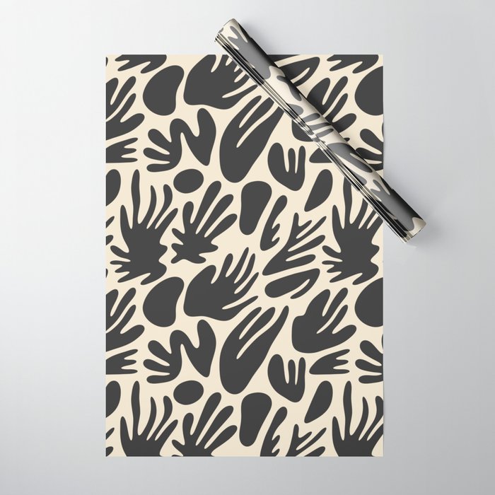 Abstract black and white organic shape pattern Wrapping Paper Gallery Image 1