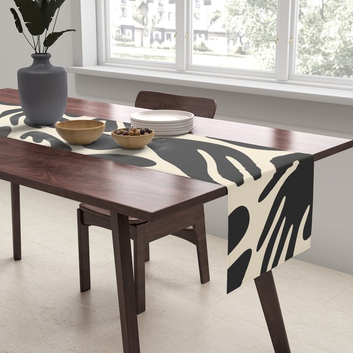 Abstract black and white organic shape pattern Table Runner Gallery Image 2