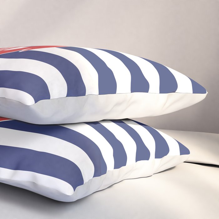 Retro Navy Anchor and Stripes Pattern 222 Red White and Blue Pillow Sham Gallery Image 3