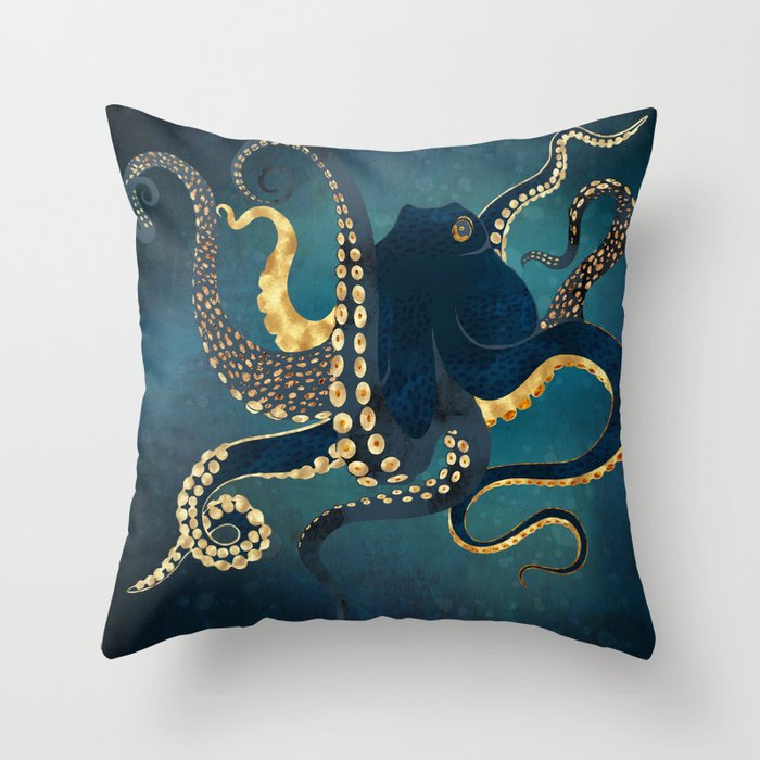 Metallic Octopus IV Throw Pillow Gallery Image 1