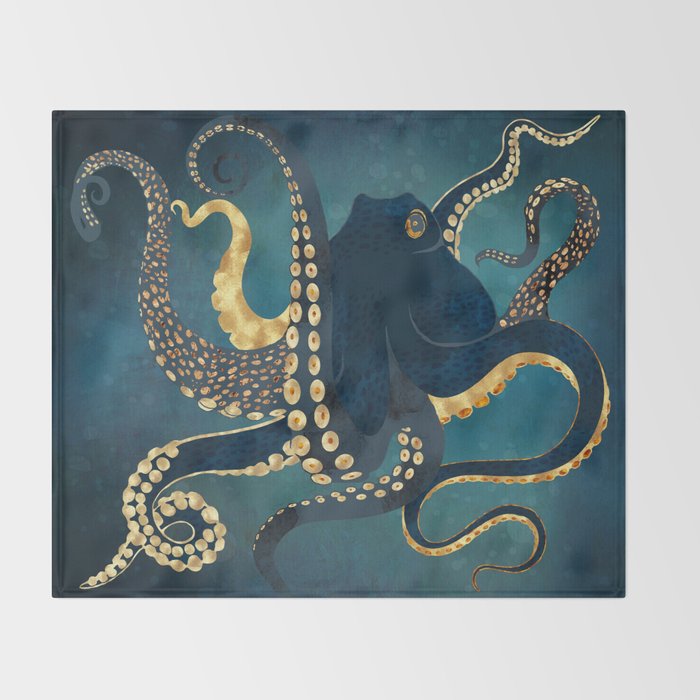 Metallic Octopus IV Throw Blanket Gallery Image 2