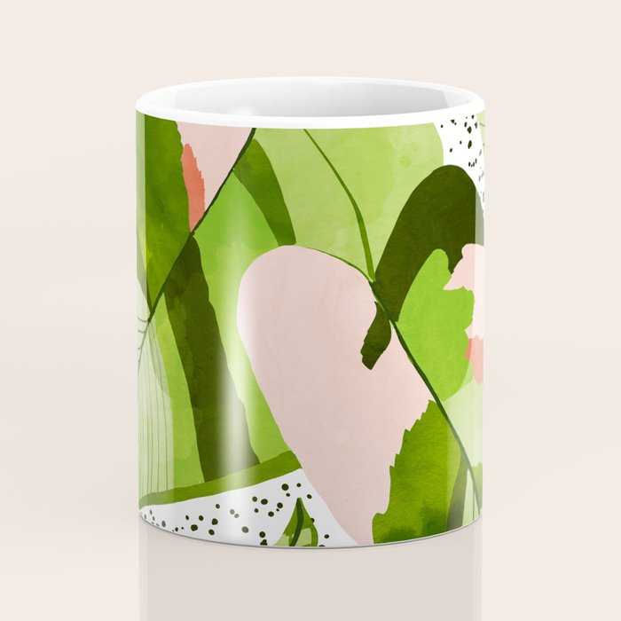 Blushing Leaves Watercolor Painting, Colorful Botanical Illustration, Tropical Modern Bohemian Coffee Mug Gallery Image 4