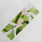 Blushing Leaves Watercolor Painting, Colorful Botanical Illustration, Tropical Modern Bohemian Yoga Mat Gallery Image 1