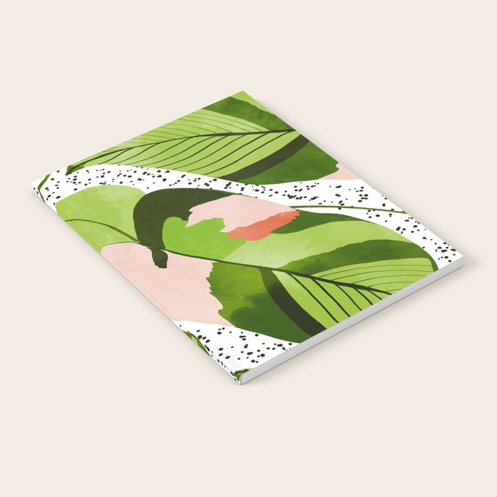 Blushing Leaves Watercolor Painting, Colorful Botanical Illustration, Tropical Modern Bohemian Notebook Gallery Image 1