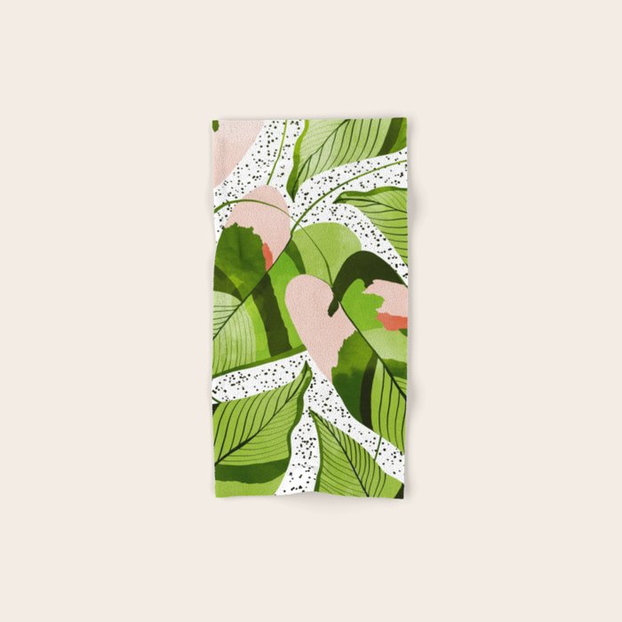 Blushing Leaves Watercolor Painting, Colorful Botanical Illustration, Tropical Modern Bohemian Towels Gallery Image 1