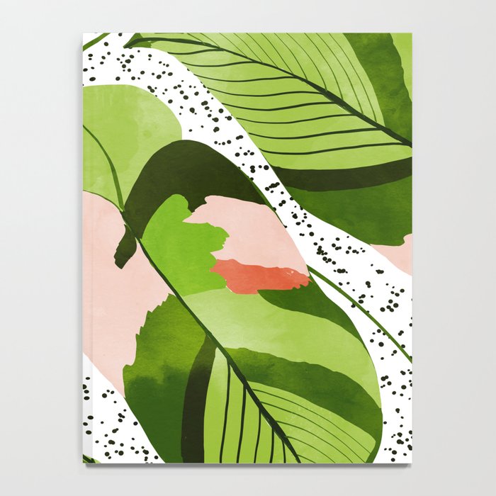 Blushing Leaves Watercolor Painting, Colorful Botanical Illustration, Tropical Modern Bohemian Notebook Gallery Image 4