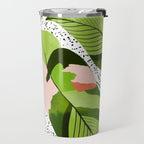Blushing Leaves Watercolor Painting, Colorful Botanical Illustration, Tropical Modern Bohemian Travel Mug Gallery Image 2