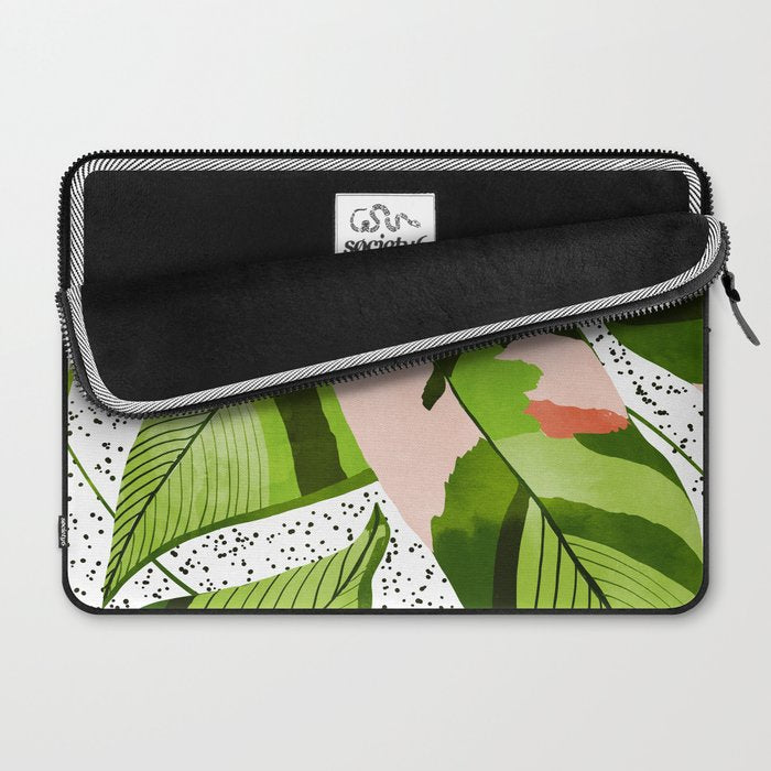 Blushing Leaves Watercolor Painting, Colorful Botanical Illustration, Tropical Modern Bohemian Laptop Sleeve Gallery Image 2