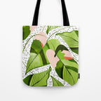 Blushing Leaves Watercolor Painting, Colorful Botanical Illustration, Tropical Modern Bohemian Tote Bag Gallery Image 1